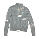 Gray Cable Knit Zip Sweater
