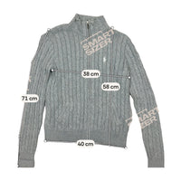 Gray Cable Knit Zip Sweater