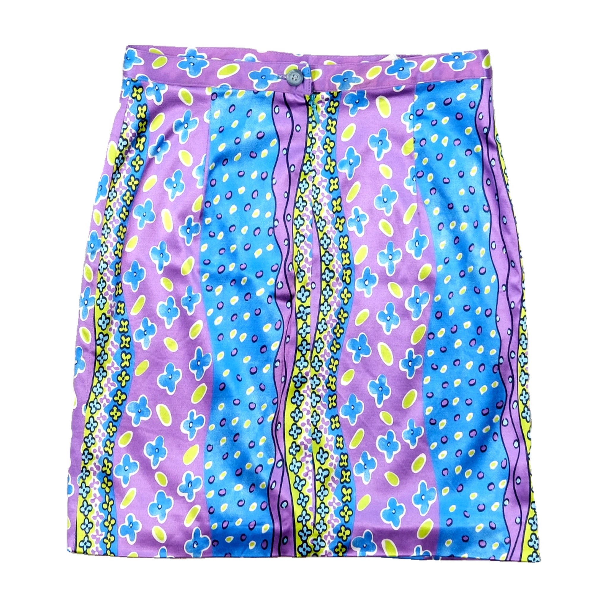 St. Lönnqvist Purple & Blue Floral Stripe Mini Skirt