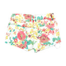Floral Print Frayed Hem Denim Shorts