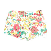 Floral Print Frayed Hem Denim Shorts