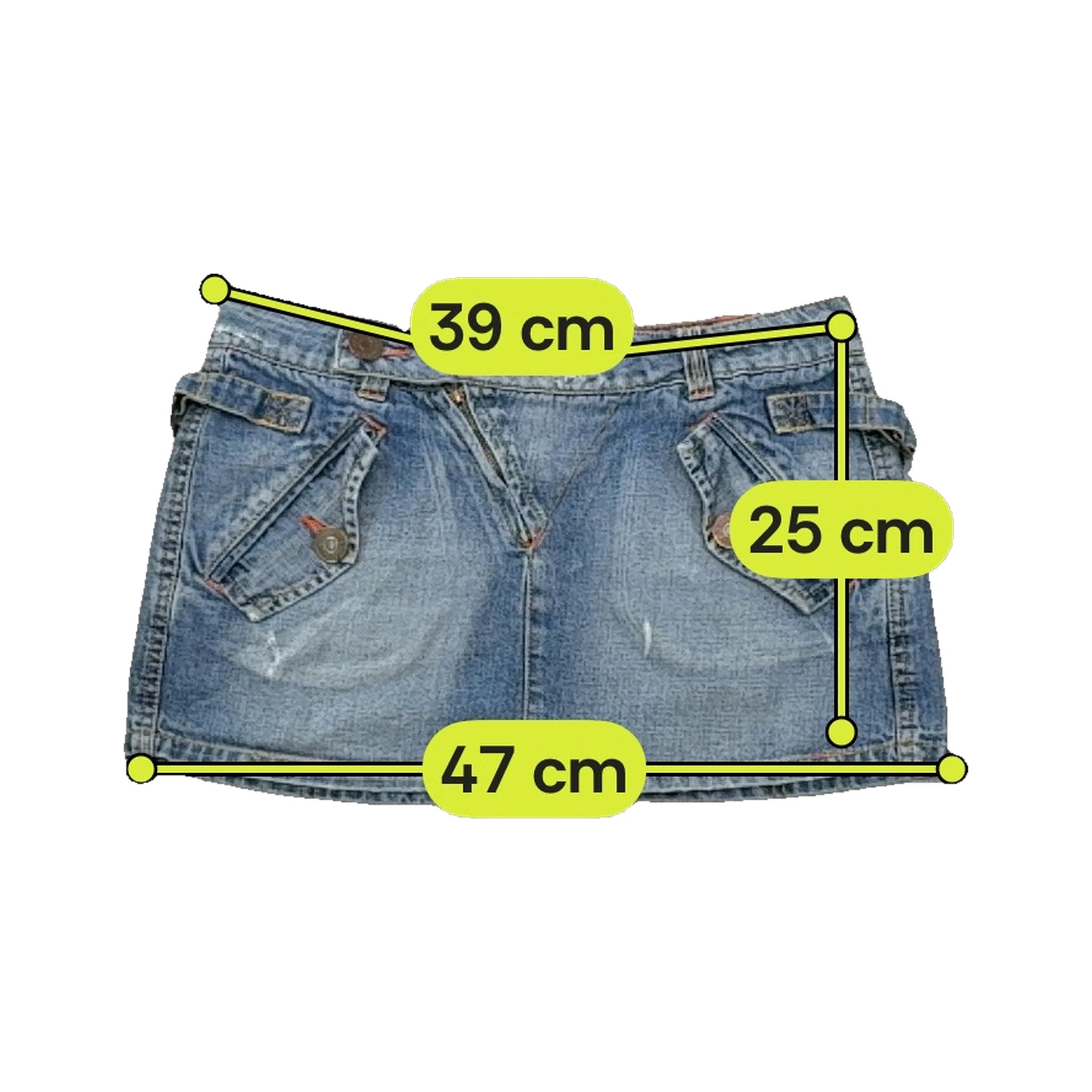 Mini saia Phard em ganga Lavada com Detalhes de Bolsos utilitários