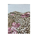 Blusa vintage de Manga de Sino com Folhos e estampado de Leopardo e rosas