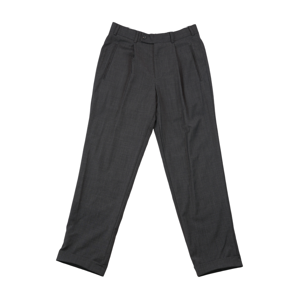 Vince Charcoal Pleated Cuffed Trousers