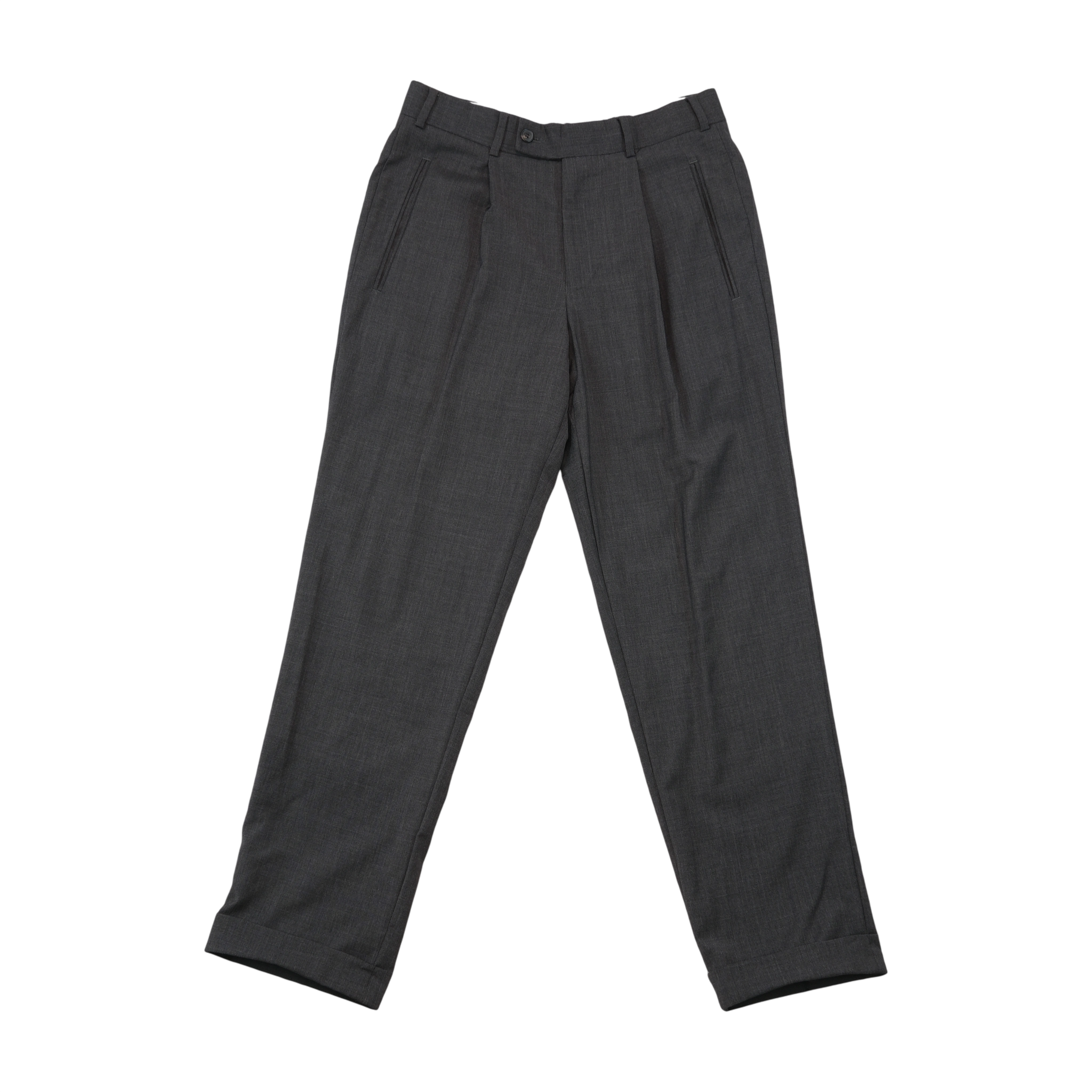 Vince Charcoal Pleated Cuffed Trousers