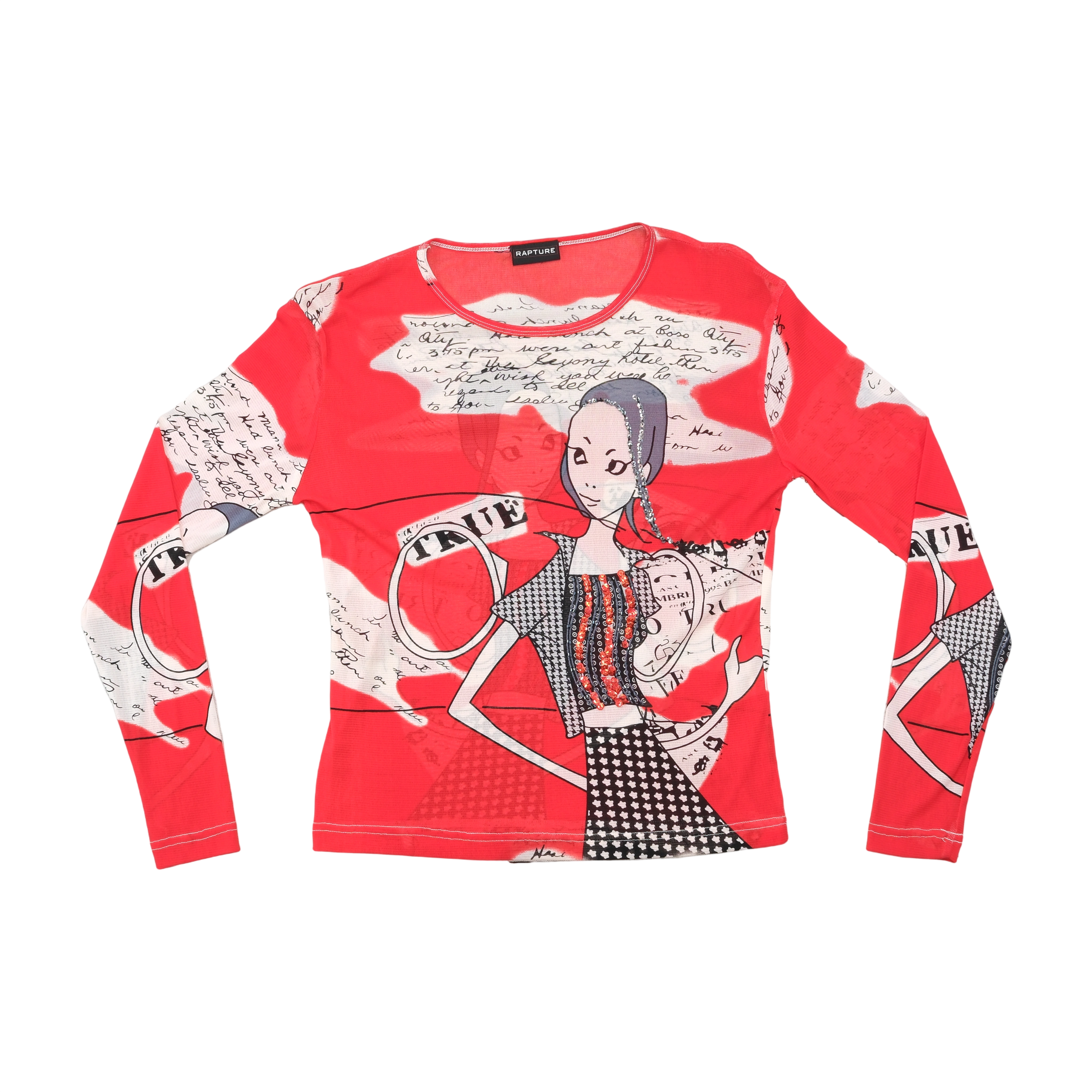 Rapture Graphic Sequin Mesh Long Sleeve T-shirt (Repriced)