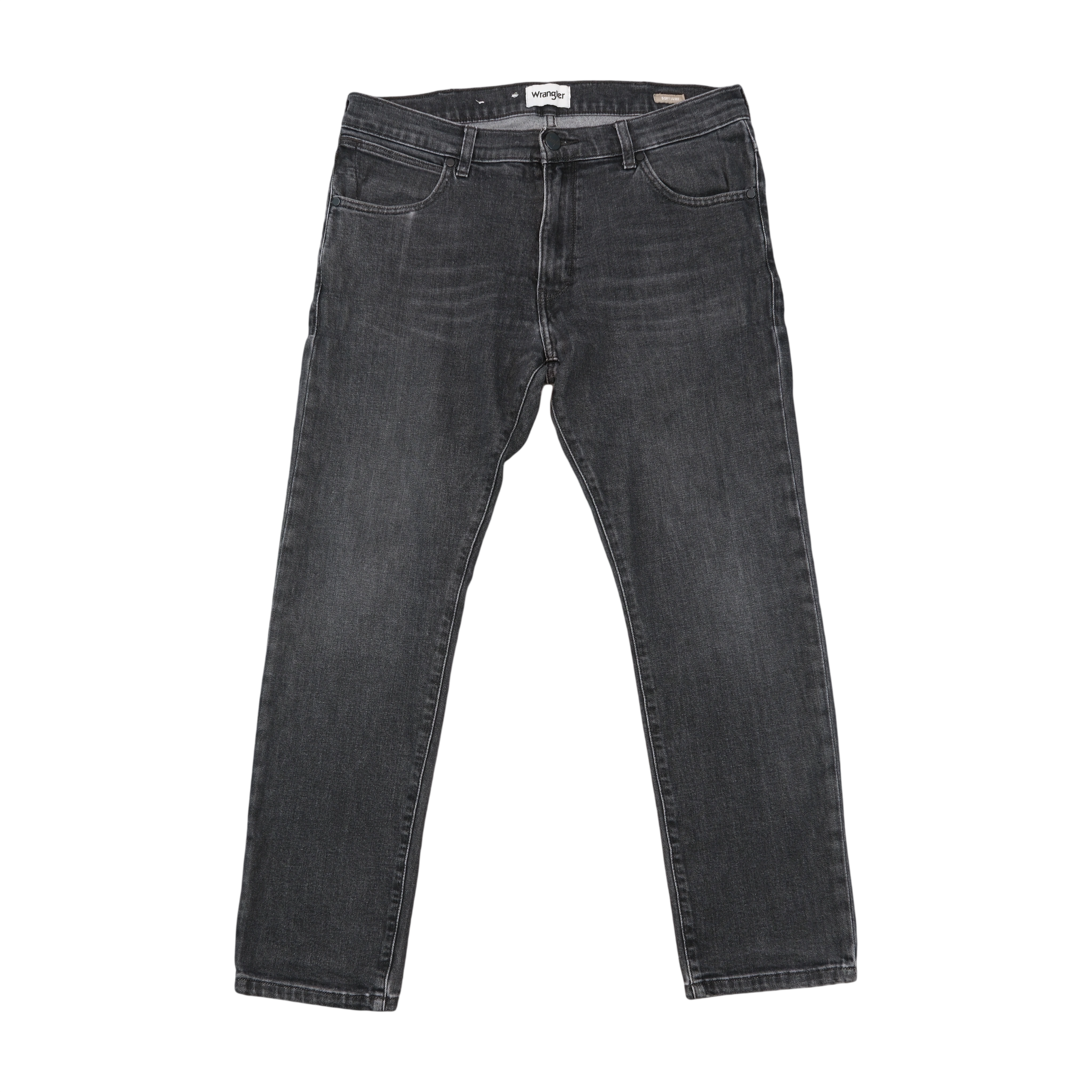 Wrangler Washed Black Cotton Blend Slim Straight Jeans