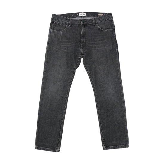 Wrangler Washed Black Cotton Blend Slim Straight Jeans
