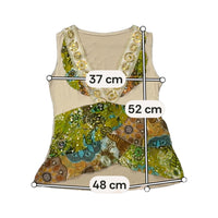 Embellished V-Neck Patchwork Sleeveless Tunic Top