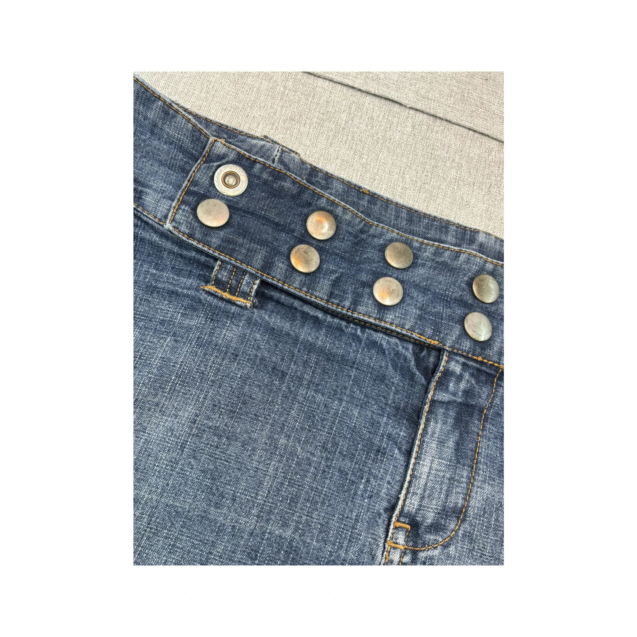 Fishbone Studded Denim Mini Skirt
