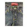 Pitstop Distressed Dark Wash Denim Shorts