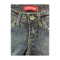 Pitstop Distressed Dark Wash Denim Shorts