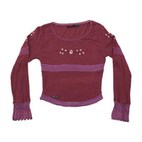 Americo Tavar Embroidered Crochet Trim Blouse