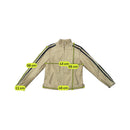 Vintage Beige Leather Moto Jacket with Black Racing Stripes