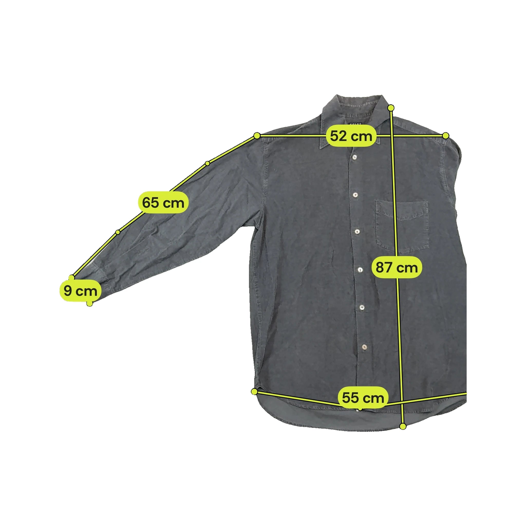 Kolby Gray Cotton Corduroy Button Up Shirt