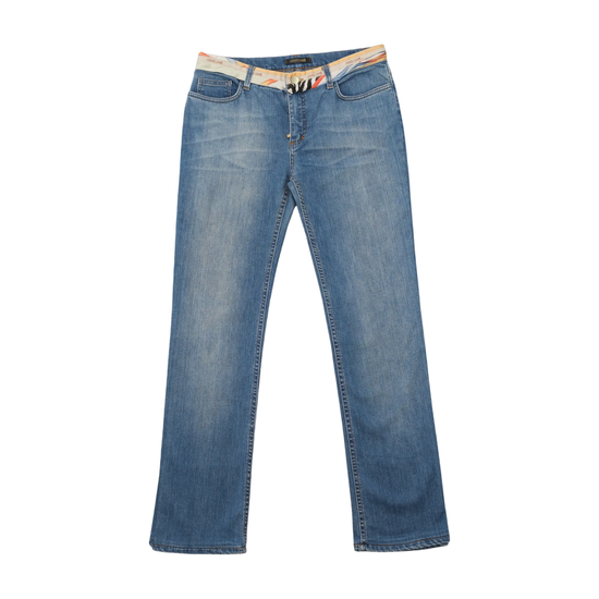 Roberto Cavalli Faded Blue Denim Straight Leg Jeans
