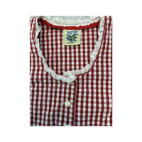Vintage Red Gingham Puff Sleeve Cotton Blouse