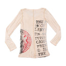 Sheer Distressed Graphic Long Sleeve T-shirt