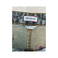 Saia Midi MAX&Co. em ganga com Bordado floral
