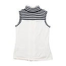 Bonita Striped Zip Front Cotton Blend Sleeveless Sweater (Repriced)