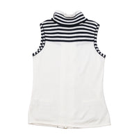 Bonita Striped Zip Front Cotton Blend Sleeveless Sweater (Repriced)