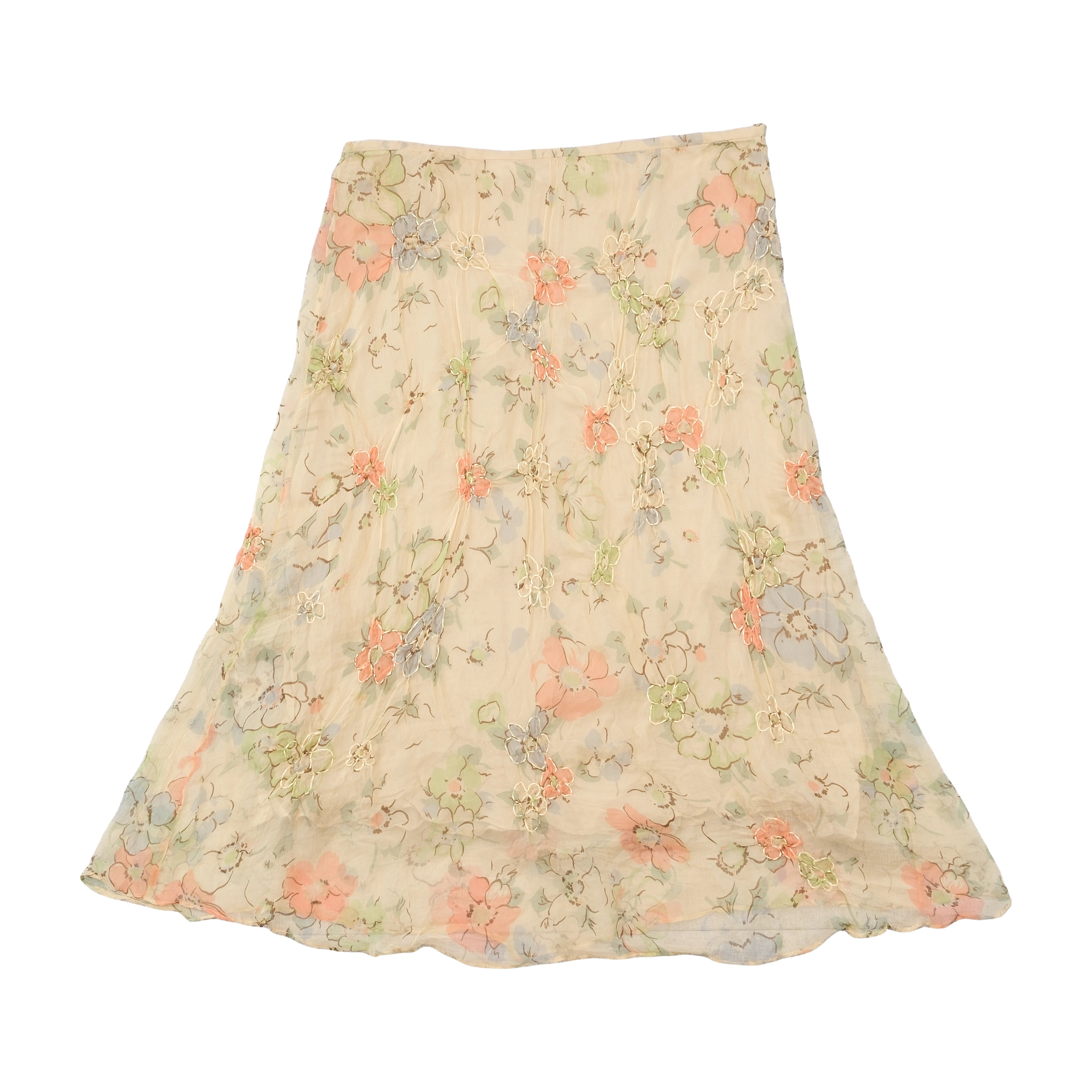 Aspesi Floral Appliqué Silk Skirt