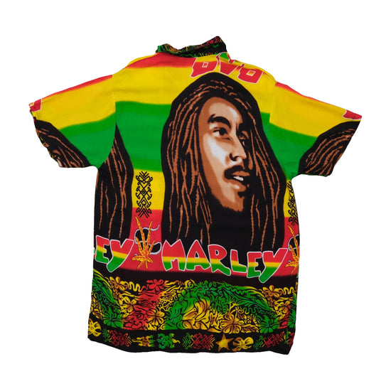 Vintage Bob Marley Reggae Allover Print Short Sleeve Shirt