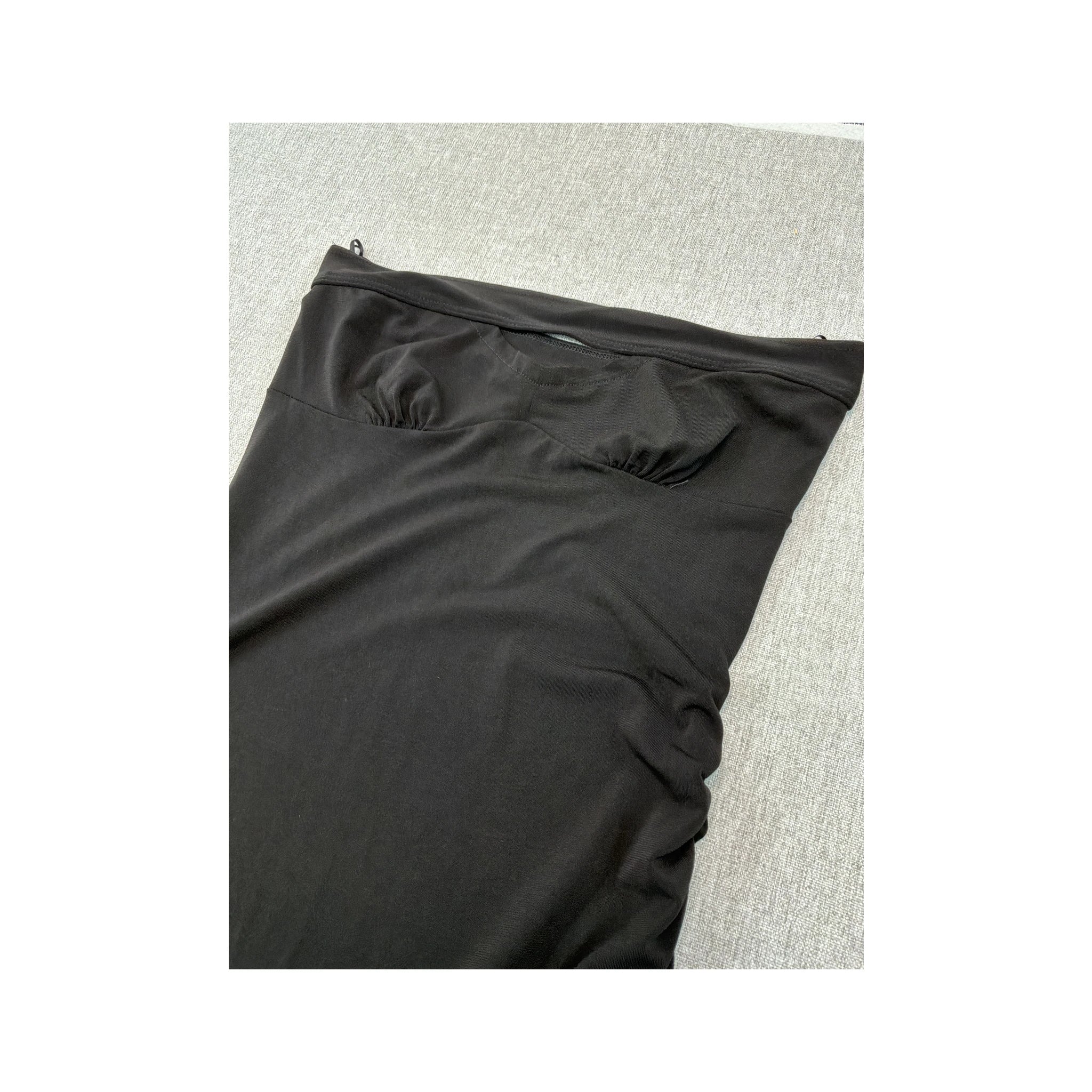 LORRAINE Black Ruched Strapless Midi Dress