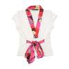 Rinascimento Floral Trim Tie Front Blouse (Repriced)