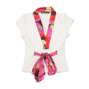 Rinascimento Floral Trim Tie Front Blouse (Repriced)