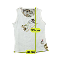 Camisa Monella Vagabonda sem mangas com Lantejoulas e estampado floral SNOB nas Costas