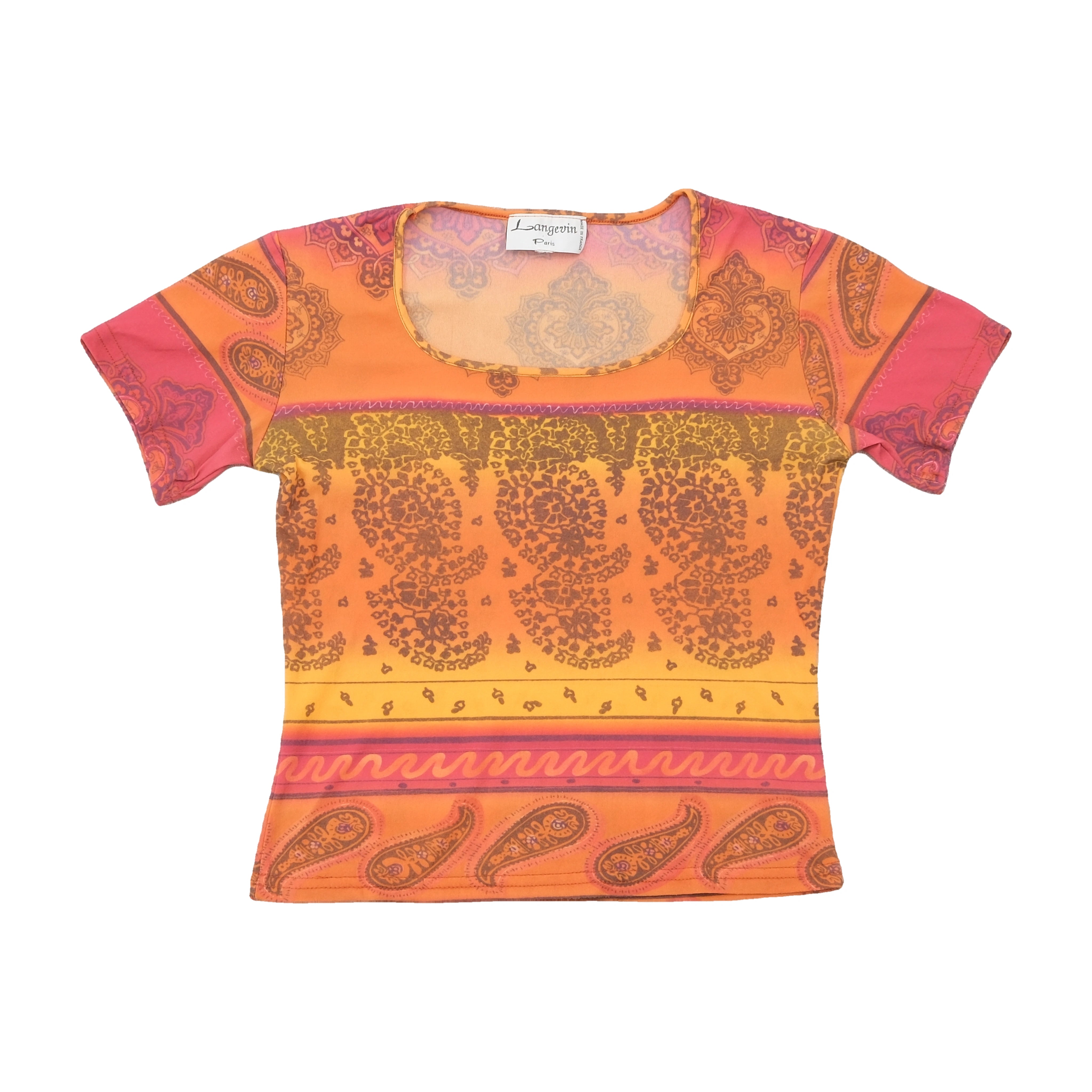 Langevin Paris Paisley Print Fitted T-shirt
