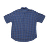 Camisa de Estilo Clássico Italiano azul em xadrez de Manga curta com Botões