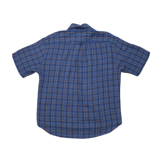 Italian Classic Style Blue Plaid Short Sleeve Button-Down Shirt
