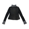 Maurice Abot Sheer Black Mesh Turtleneck Top with Knit Collar & Cuffs