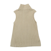 Stefanel Rib Knit Zip-Up Mock Neck Sweater Vest