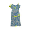 IRGE Blue Paisley Floral Print Cotton Cap Sleeve Maxi House Dress