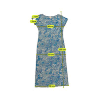 IRGE Blue Paisley Floral Print Cotton Cap Sleeve Maxi House Dress