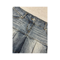 Mezzo Faded Pleated Denim Mini Skort