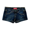 Pitstop Distressed Dark Wash Denim Shorts