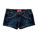 Pitstop Distressed Dark Wash Denim Shorts