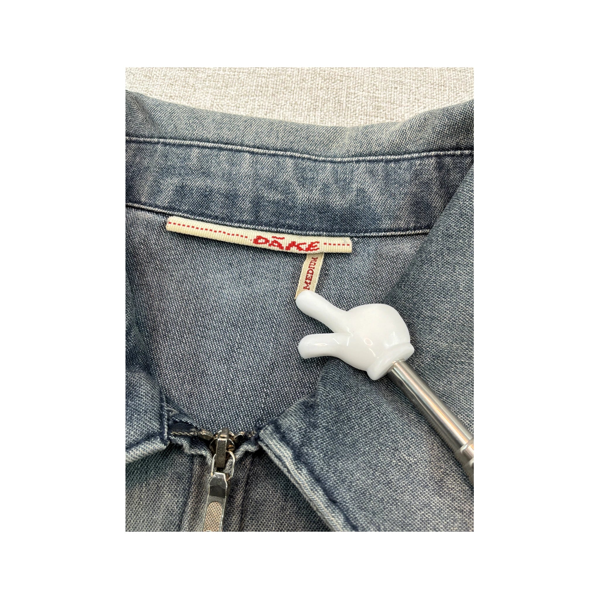 Dake Faded Denim Zip-Up Cap Sleeve Shirt