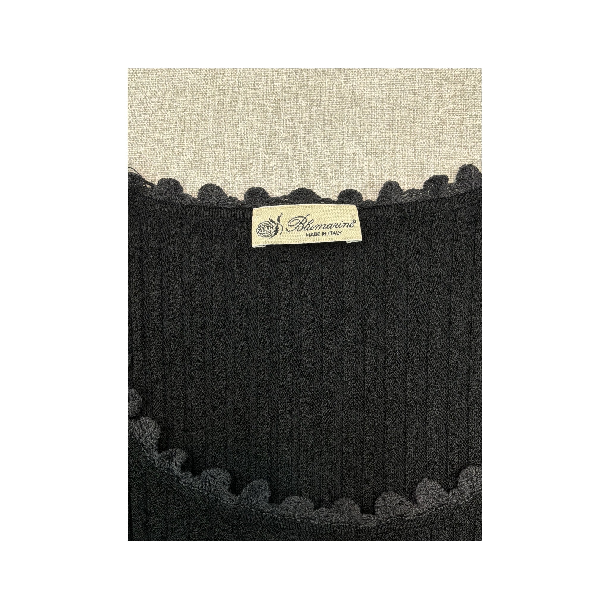 Blumarine Ribbed Ruffle Trim Sweater