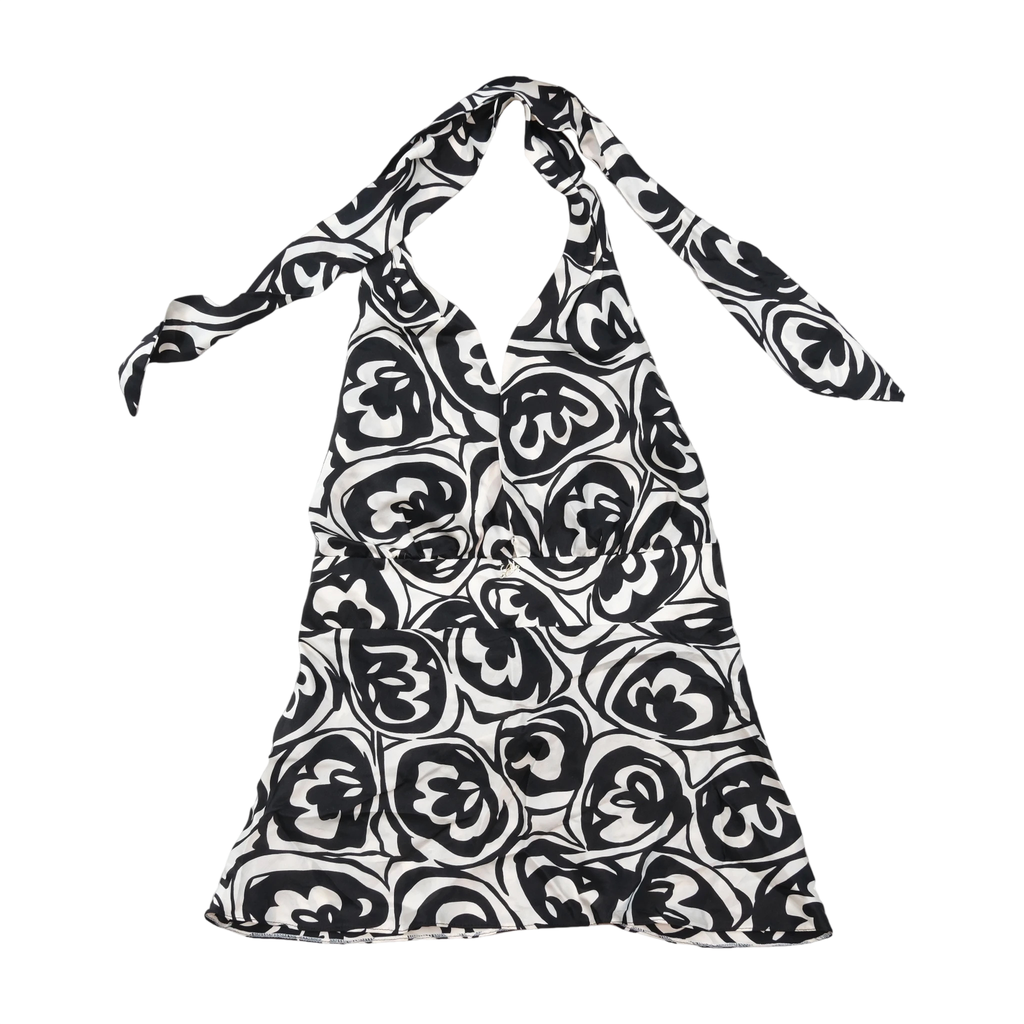 List Boutique Black & White Printed Halter Blouse