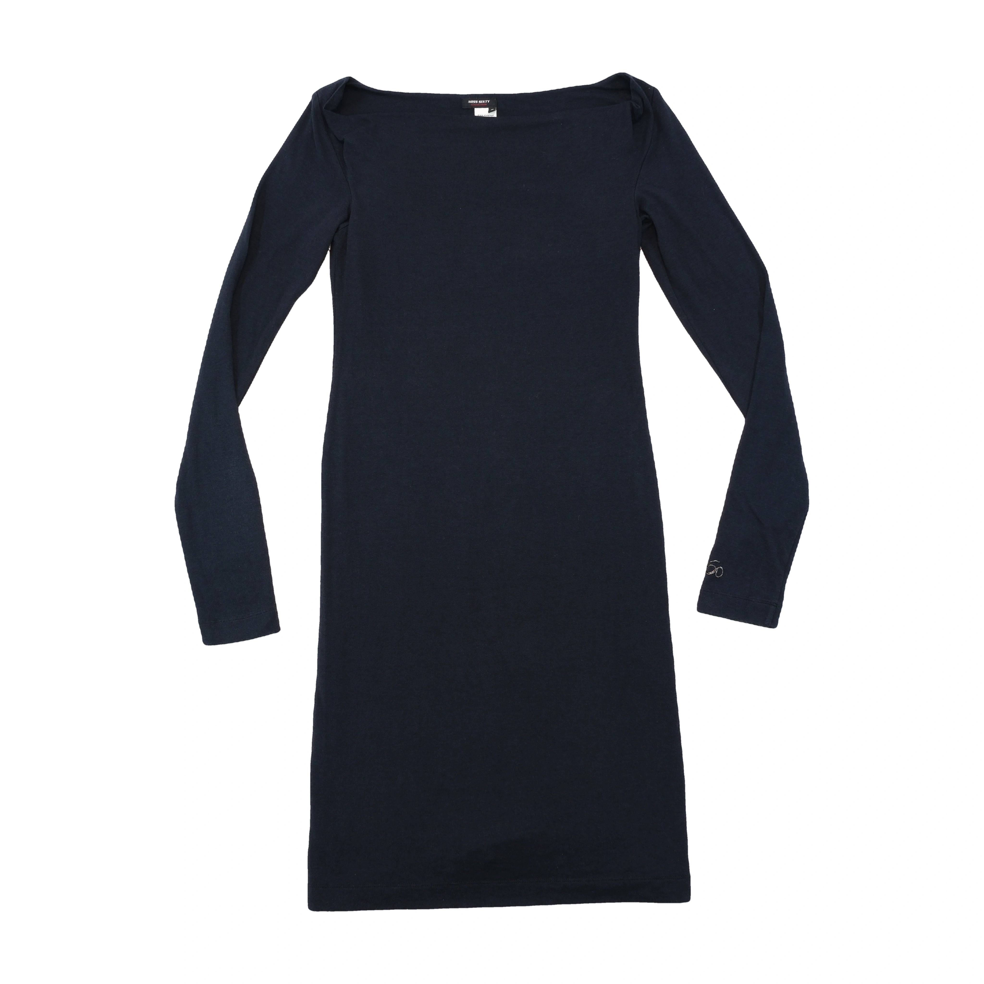 Miss Sixty Collection Rhinestone Script Long Sleeve Bodycon Dress