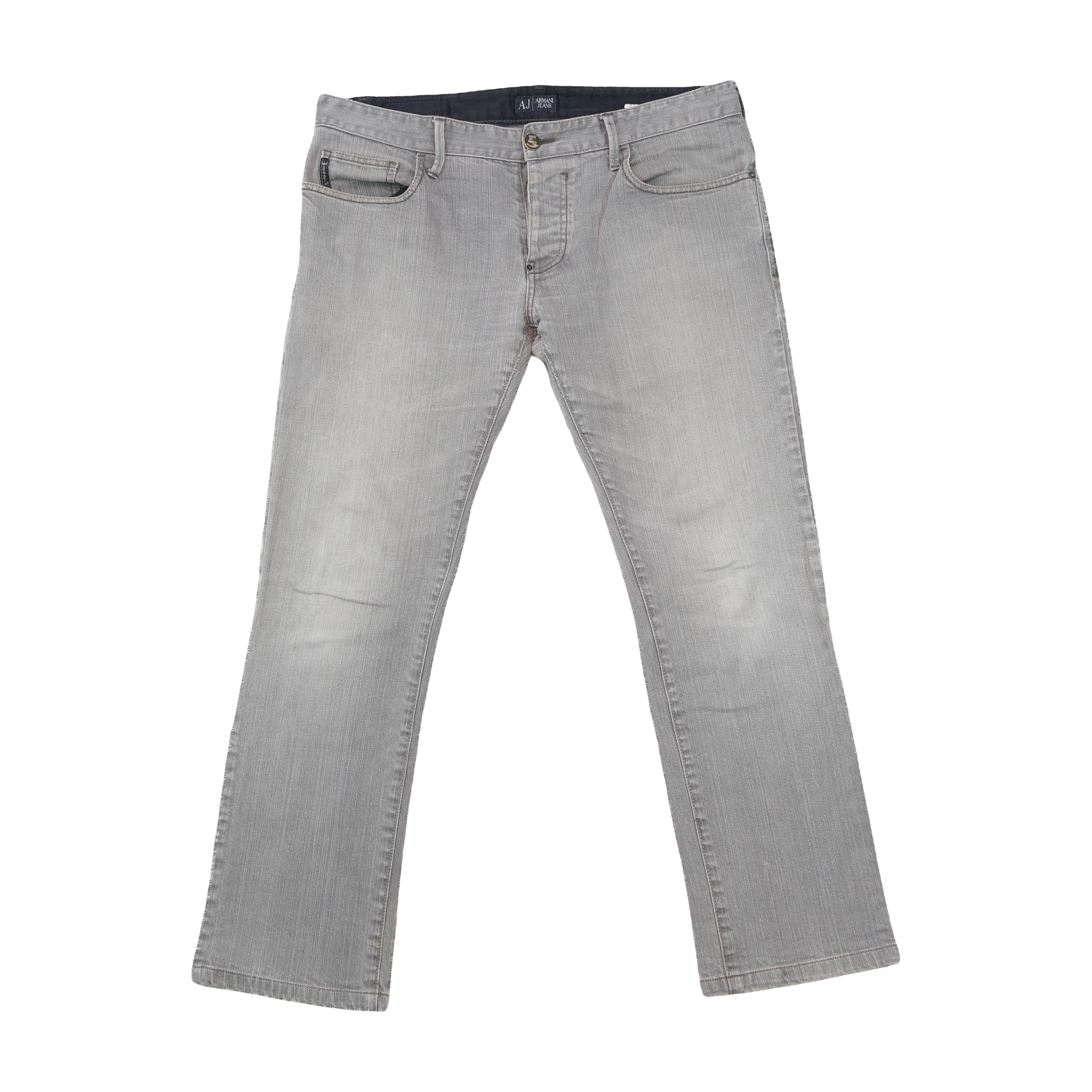 Armani Jeans Comfort Fit Gray Denim Jeans with HOG Eagle Back Patch