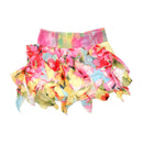 Mini saia floral em Camadas com Folhos e Cós Largo