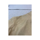 Vintage Beige Leather Moto Jacket with Black Racing Stripes