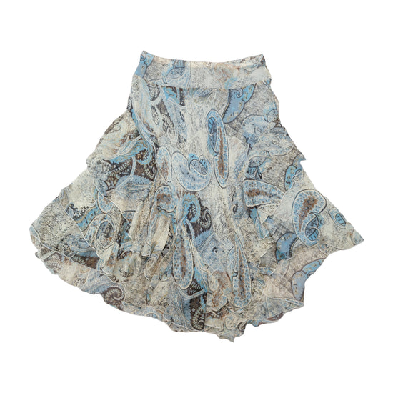 Diana Gallesi Paisley Ruffle Silk Skirt