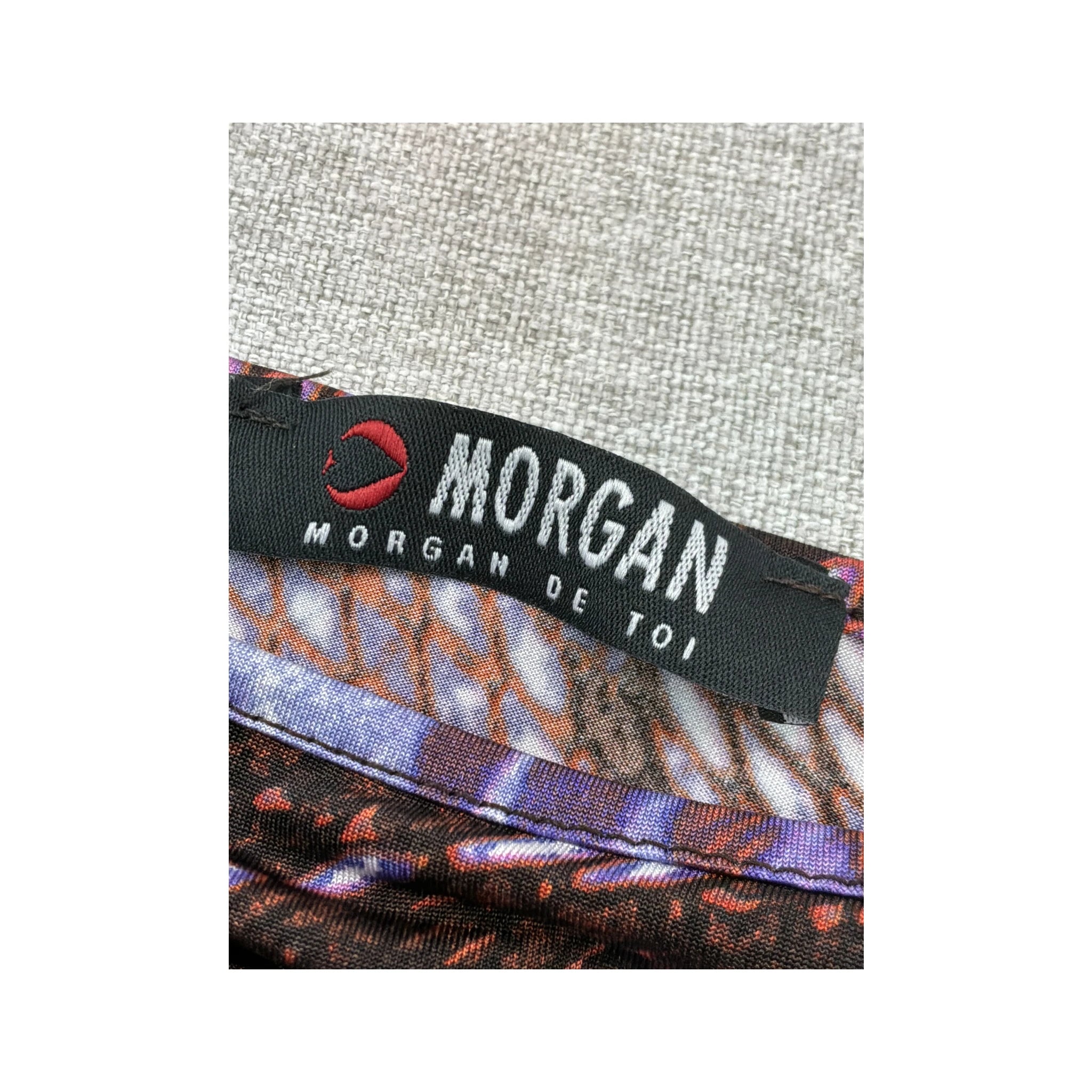 Morgan de Toi One-Shoulder Beaded Strap Animal Print Dress